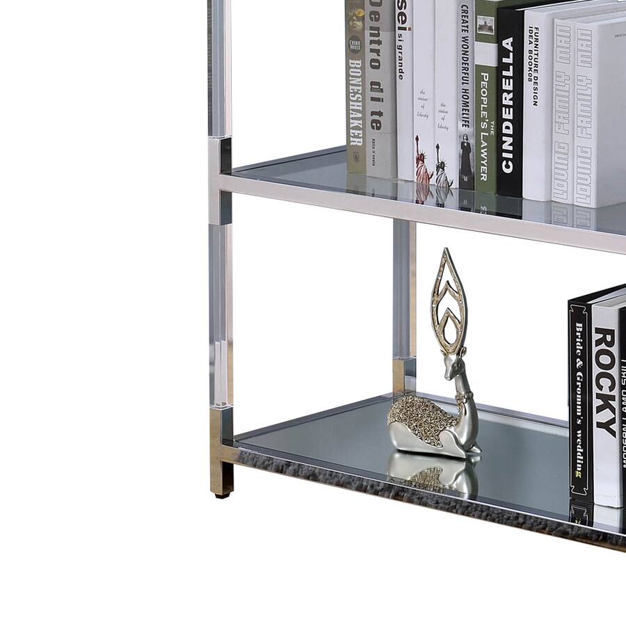 Sofa Graph Manhattan Lane Metal and Glass Sofa Table with 2 Open Shelves Silver ...