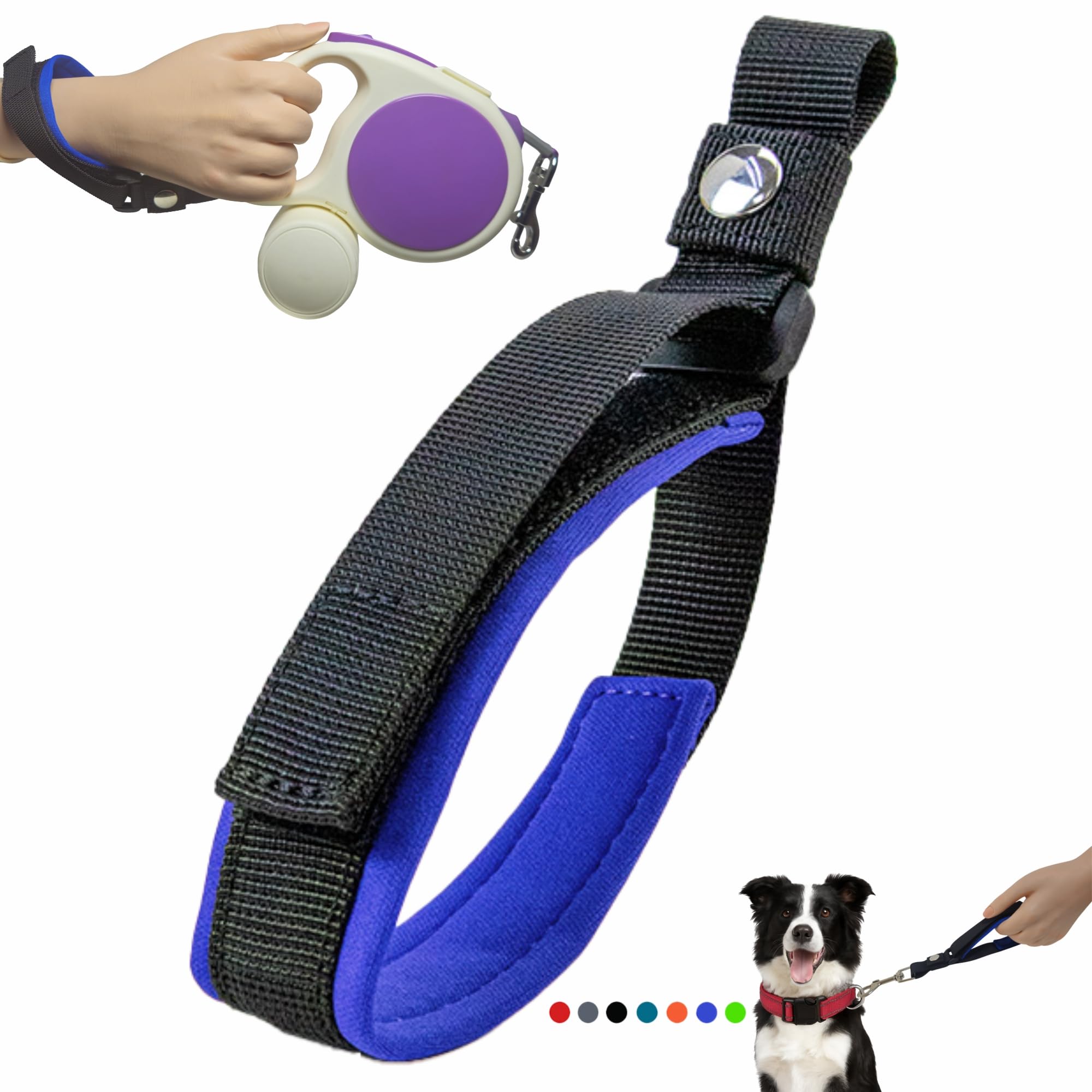 Alt View 1. Paradigms Interiors - Wrist Strap For Retractable Dog Leash - Safety Band With Soft Neoprene Lining And Lockable Hook - Space Gray.