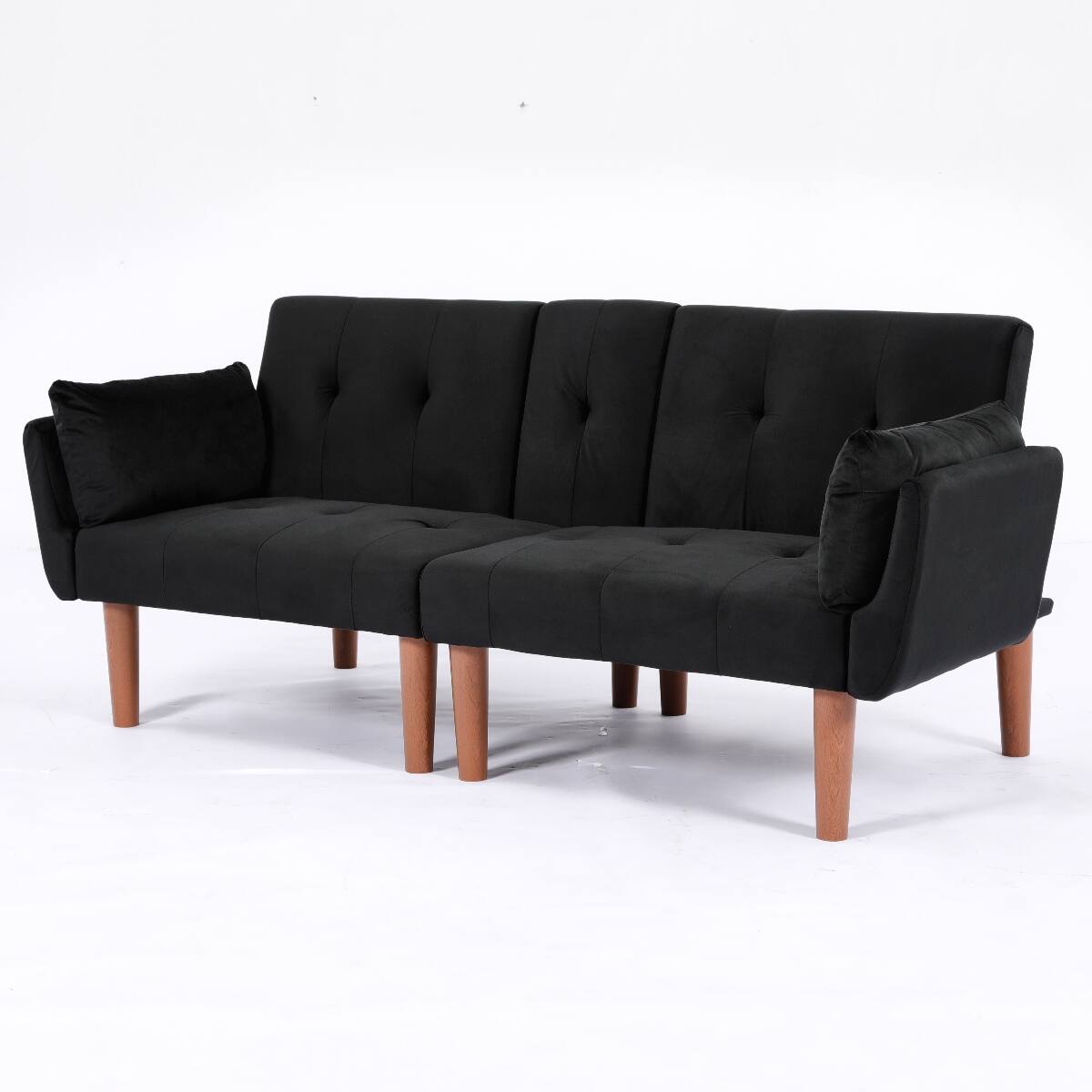 Alt View 9. Ropilly - Ropilly Black Velvet Loveseat, 72 Inch Foldable Sofa, 2 Person Couch for Living Room Apartment - Black.