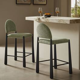 Hayley Upholstered Fabric Counter Stools Set of 2 by Modway - Black Leaf