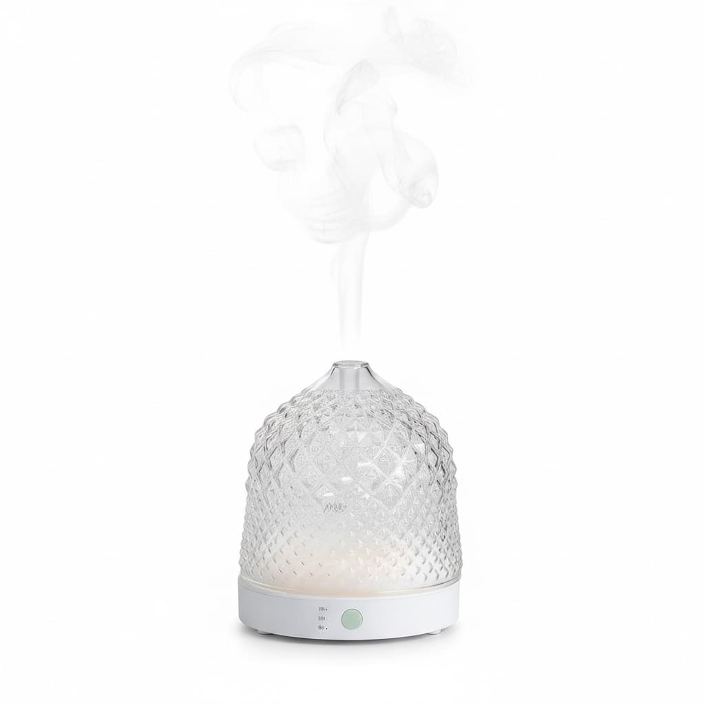 Front. FINEAK - 200ml Glass Ultrasonic Essential Oil Diffuser | 7 LED Colors, Timer & Auto-Off.