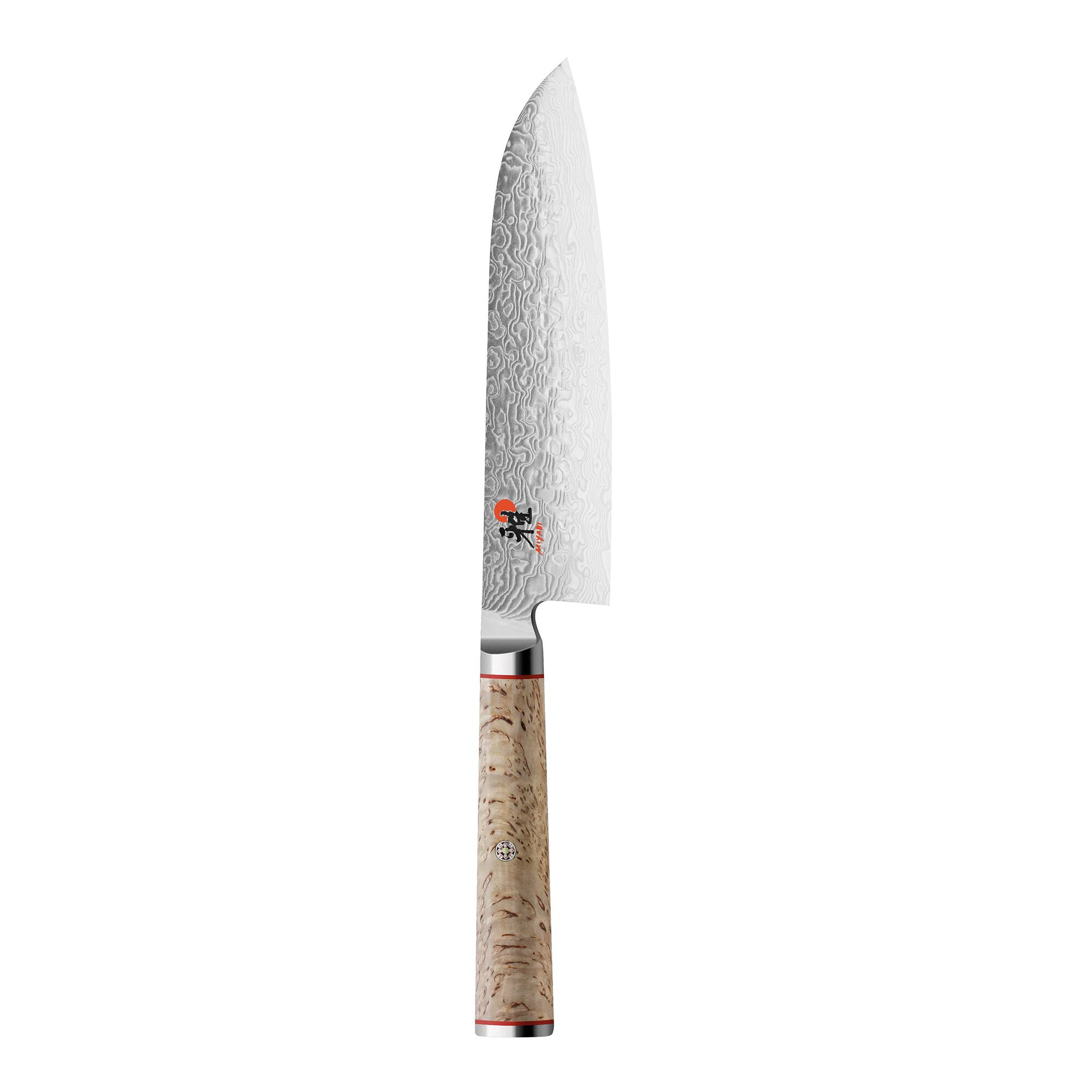 Front. Miyabi - Miyabi Birchwood SG2 7-inch Santoku Knife - Stainless Steel.