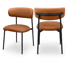 Meridian Furniture - Lupita Cognac Vegan Leather Dining Chair, Set of 2 - Brown