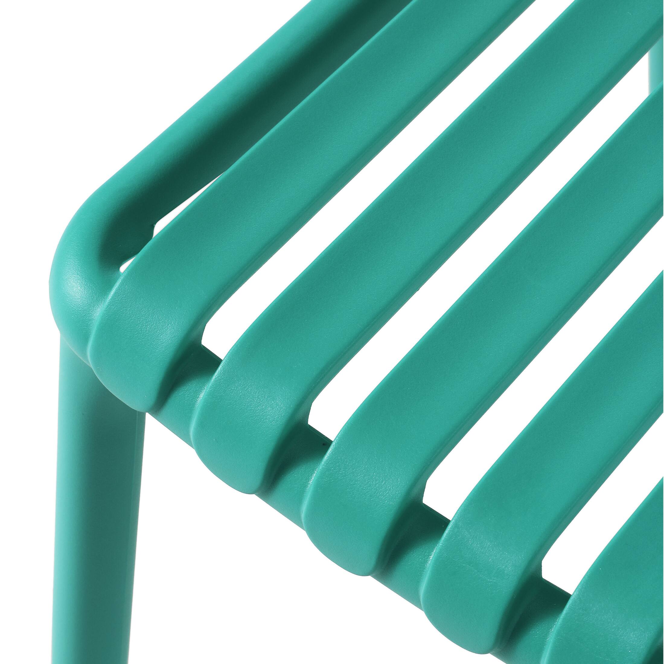 Alt View 6. WestinTrends - WestinTrends Playa 3-Piece Outdoor Metal Dining Table Set And Stackable Resin Patio Chairs - Turquoise.