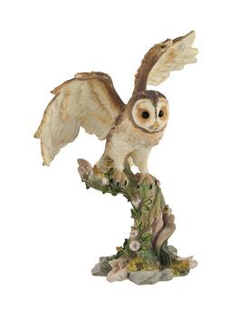 Veronese Design - Owl Spreading Wings on Perch Statue - Off-white