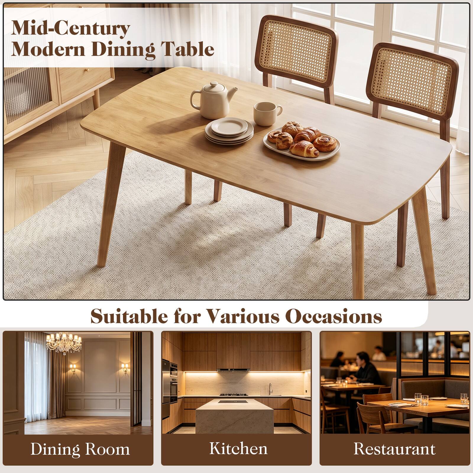 Mid-Century Modern Dining Table

Suitable for Various Occasions

Dining Room  
Kitchen  
Restaurant
