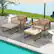 Alt View 2. Costway - 5 PCS Acacia Wood Patio Furniture Set with Ottomans Soft Cushions & Coffee Table - Beige + Natural + Black.