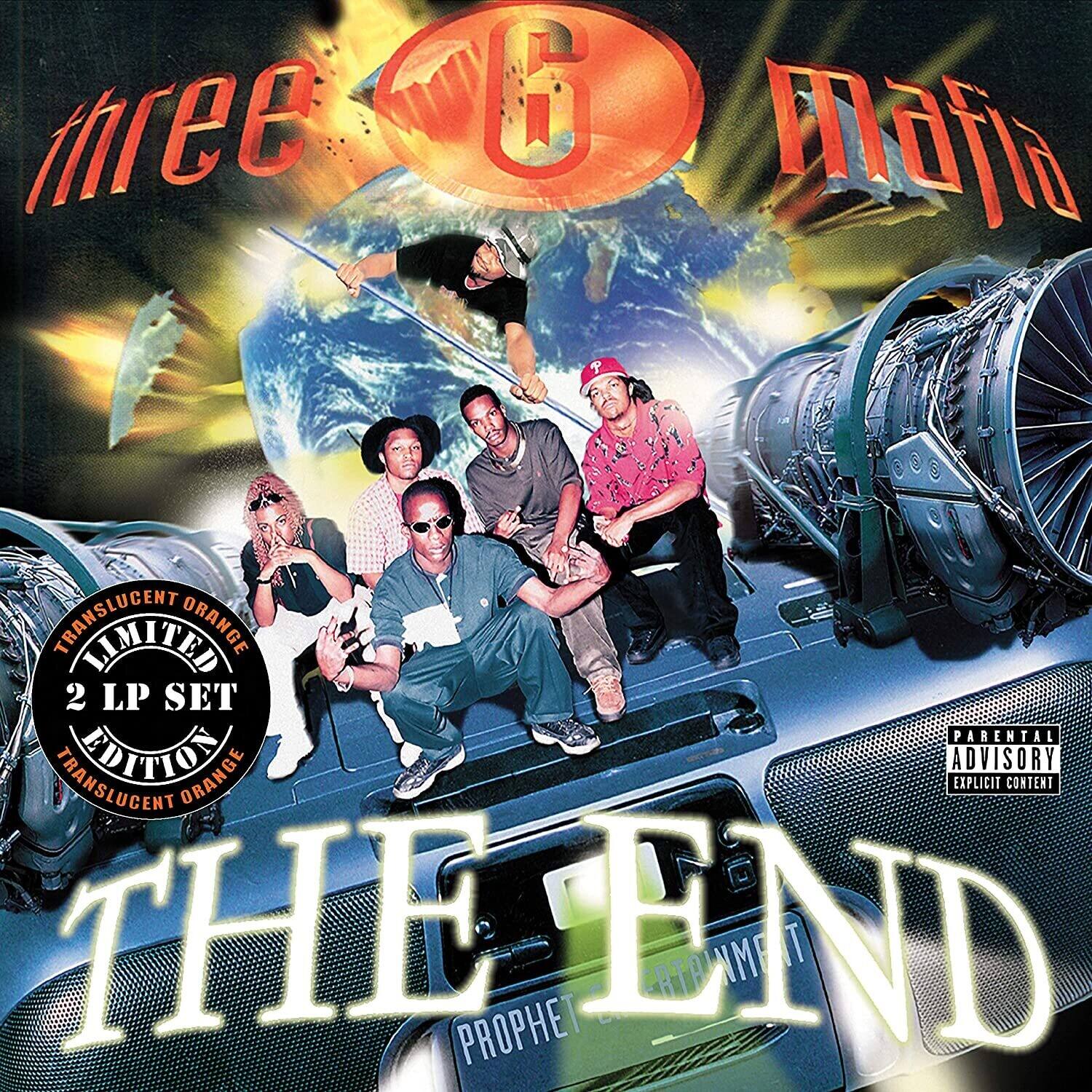 three 6 Mafia

TRANSLUCENT ORANGE
LIMITED EDITION
2 LP SET

THE END
PROPHETICMENT

PARENTAL ADVISORY
EXPLICIT CONTENT