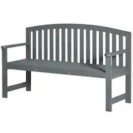 Outsunny - Outdoor Wood Bench, 2-Seater Garden Bench with Backrest and Armrest, Patio Bench for Patio, Porch, Poolside - Gray