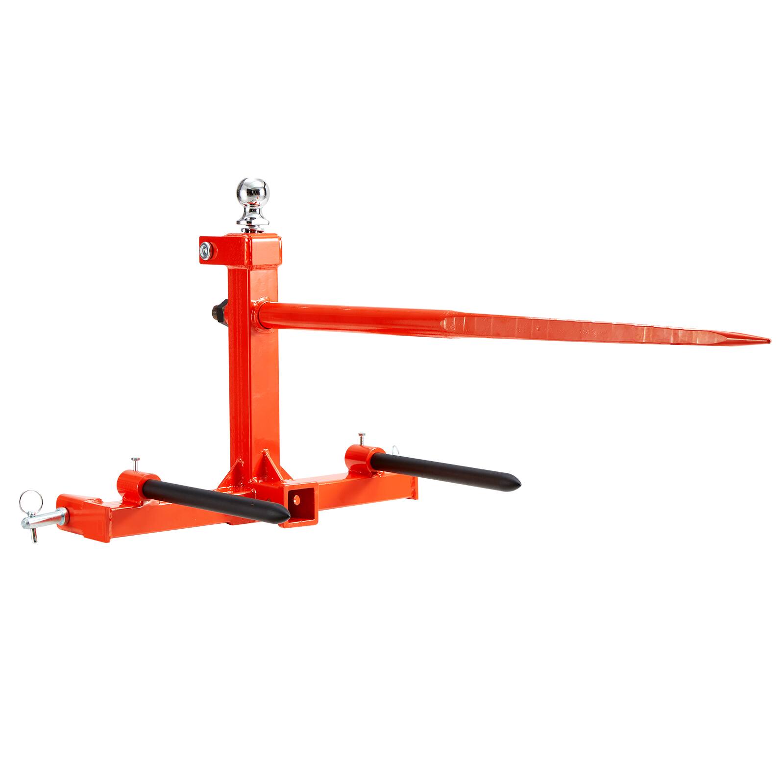 Alt View 5. VEVOR - 49" Hay Spear, Bale Spears 1600lbs Loading Capacity, Three-Point Hitch Tractor Attachment with 2pcs 17.5" Stabilizer - Orange-red.