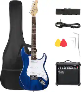 Winado - Full Size Electric Guitar for Music Lover Beginner with 20W Amp and Accessories Pack Guitar Bag - Blue