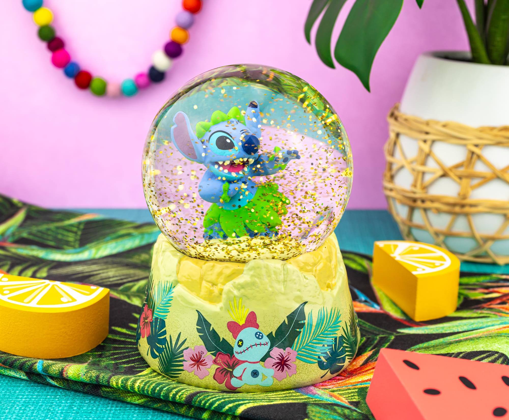 Alt View 4. Silver Buffalo - Disney Lilo & Stitch Hula Dancing Snow Globe | 6 Inches Tall - Multi-Colored.