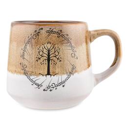 Silver Buffalo - The Lord Of The Rings Elven Text Tapered Ceramic Pottery Mug | Holds 18 Ounces - Brown