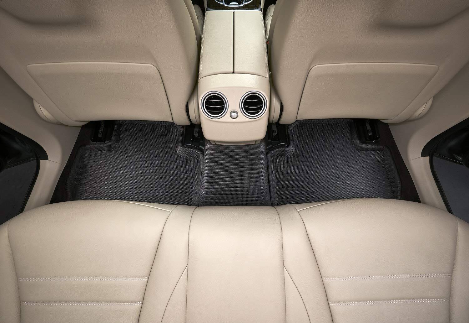 Angle. Amber Sporting Goods - 3D MAXpider Custom Fit Kagu Floor Mat (Black) Compatible for Hyundai IONIQ Electric 2017-2021 - Second Row.
