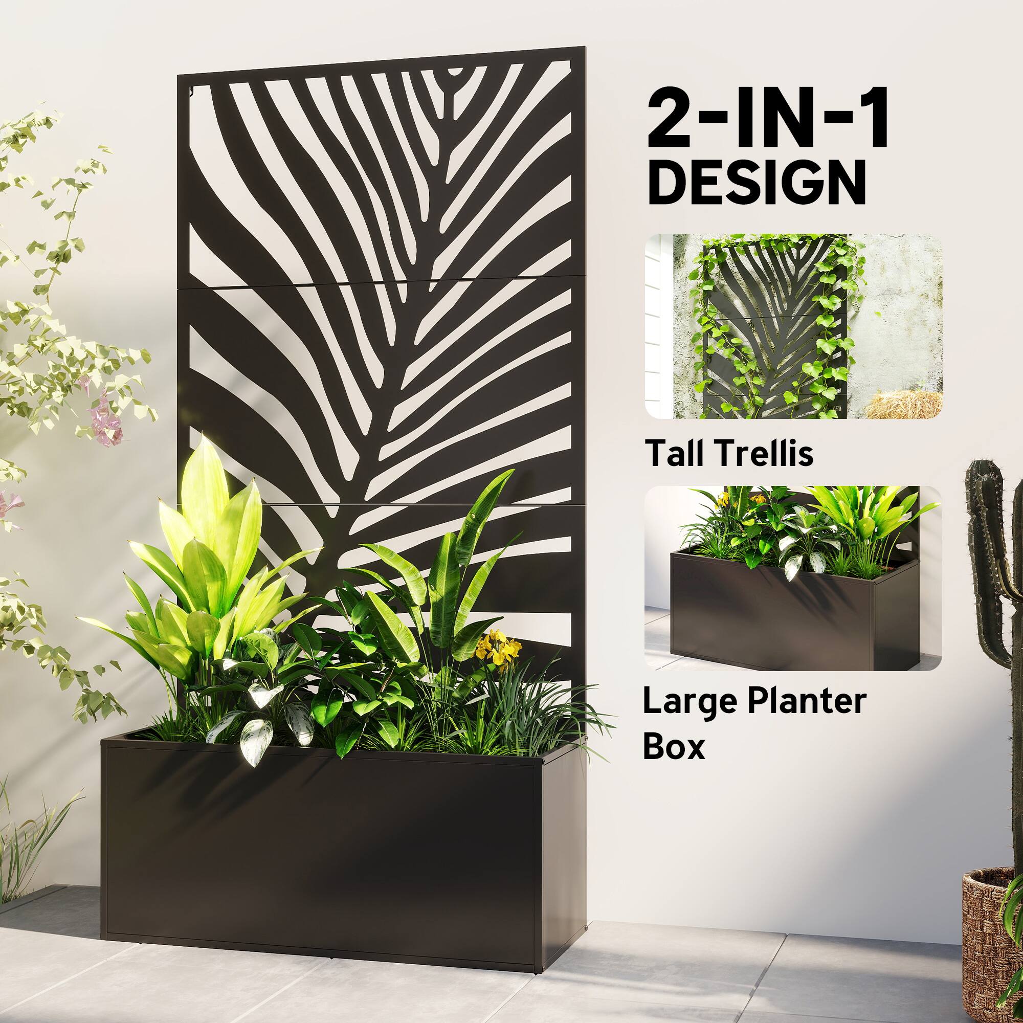 2-IN-1 DESIGN  
Tall Trellis  
Large Planter Box
