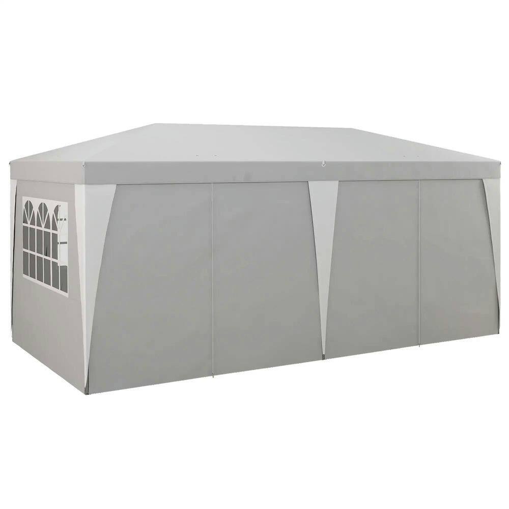 Alt View 7. Spaco - Spaco 19'x10' Pop-Up Canopy,Removable Sidewalls,Windows,Adjustable Height - Light Grey.