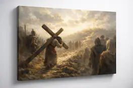 FC Design - Large Sepia Crucifixion Journey Canvas 24x36" Ready-to-Hang Religious Art Painting Home Wall Decor - MultiColor