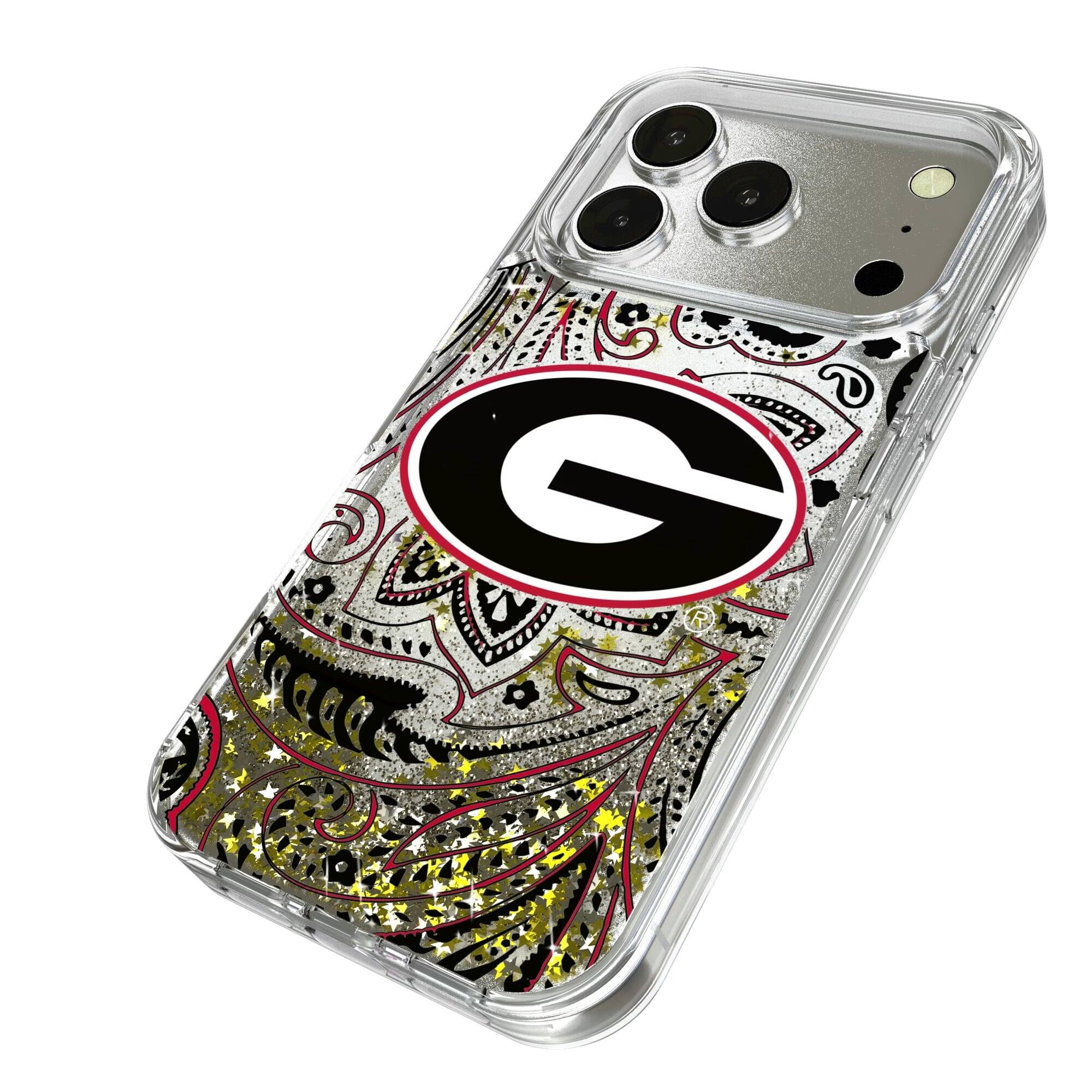 Alt View 1. Keyscaper - Georgia Bulldogs iPhone Glitter Paisley Design Case - 13 Pro - Multicolor.