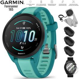 Garmin - Forerunner 165 Music Sport Watch Turquoise + Aqua with Charging Bundle - Turquoise/Aqua - (2024)