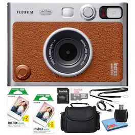 Fujifilm - Instax Mini EVO Instant Film Camera with 40 Films + 32GB Card - Brown