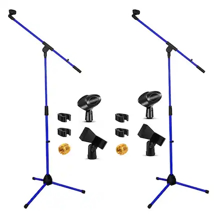 Front. 5 CORE - 5Core Tripod Mic Stand 2Pcs Adjustable Holder Floor Microphone Boom Arm-MS 080 D-BLU 2PCS - Dark Blue.