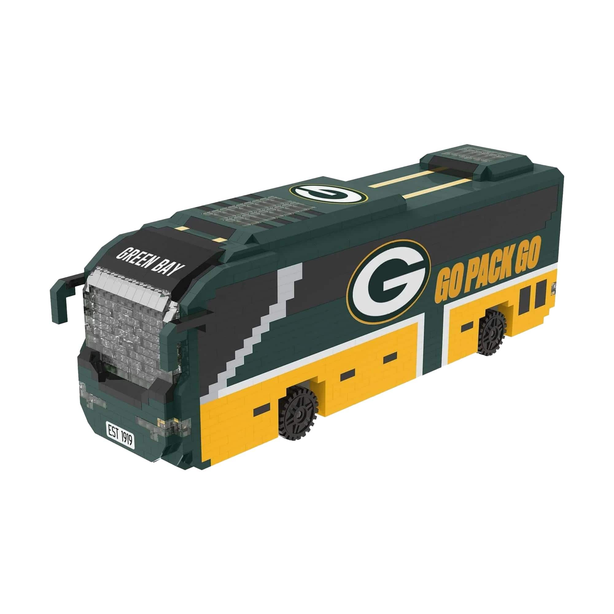 Forever Collectibles - Bay Packers NFL BRXLZ Team Bus 1235-Piece Building Block Set - Green