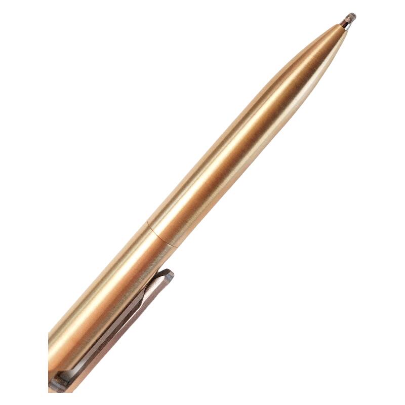 Alt View 1. Steel Horse Leather - The Axis | Brass Bolt Action Pen - Brass.
