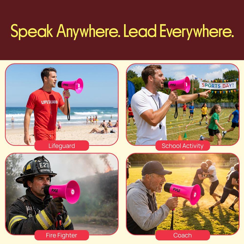 Speak Anywhere. Lead Everywhere.  
PYLE SPORTS DAY!  
LIFEGUARD  
Lifeguard School Activity  
E27 T  
PYLE  
Fire Fighter  
Coach