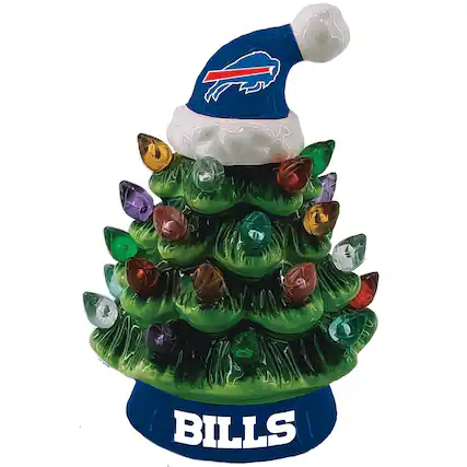 Front. Evergreen Enterprises - Buffalo Bills 8" Light Up Ceramic LED Christmas Tree - Multicolor.