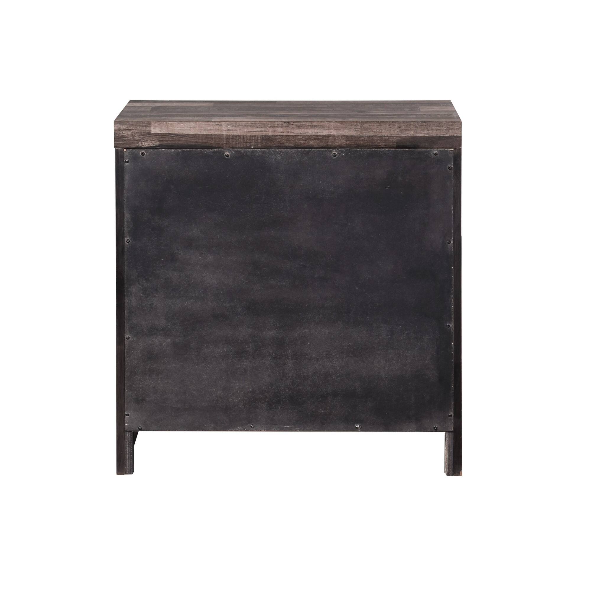 Alt View 3. Manhattan Lane - Nightstand with Rough Hewn Saw Texture and Panel Base - Gray.