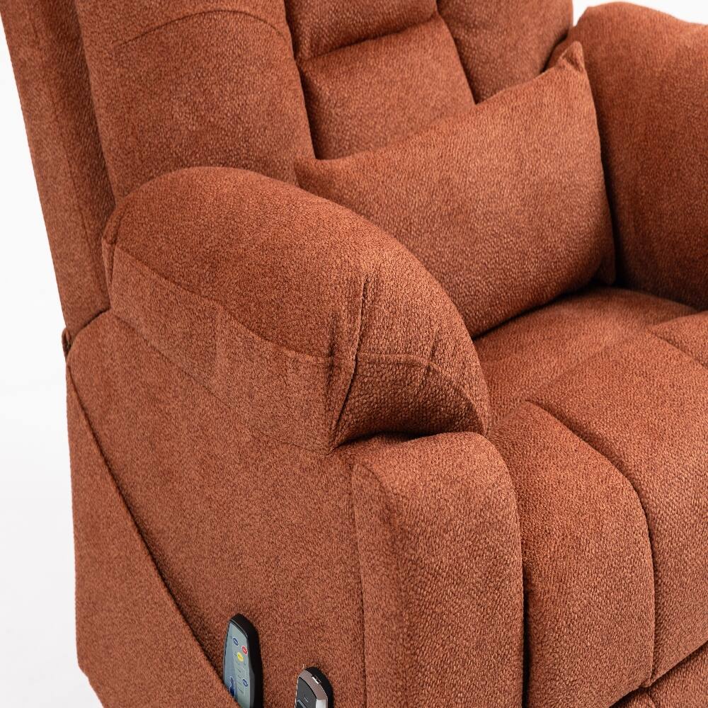 Alt View 6. Ropilly - Ropilly electric lift chair for elderly, 180 degree lay flat recliner, rose velvet massage chair with heat - Rose.