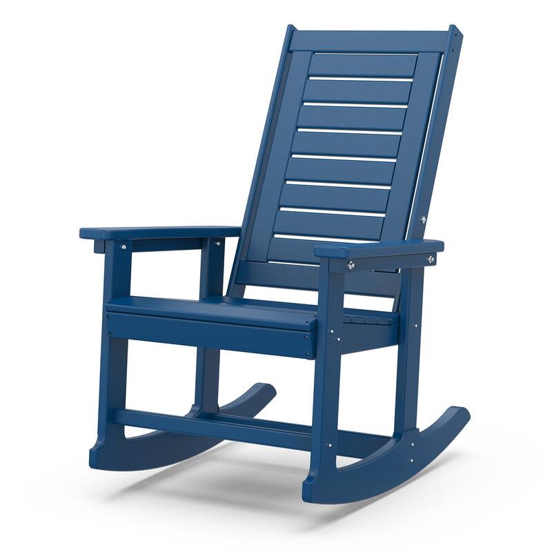 FODINGHILL - Oversized HDPE Rocking Chairs, High Back Porch Rockers for Patio Backyard - Blue