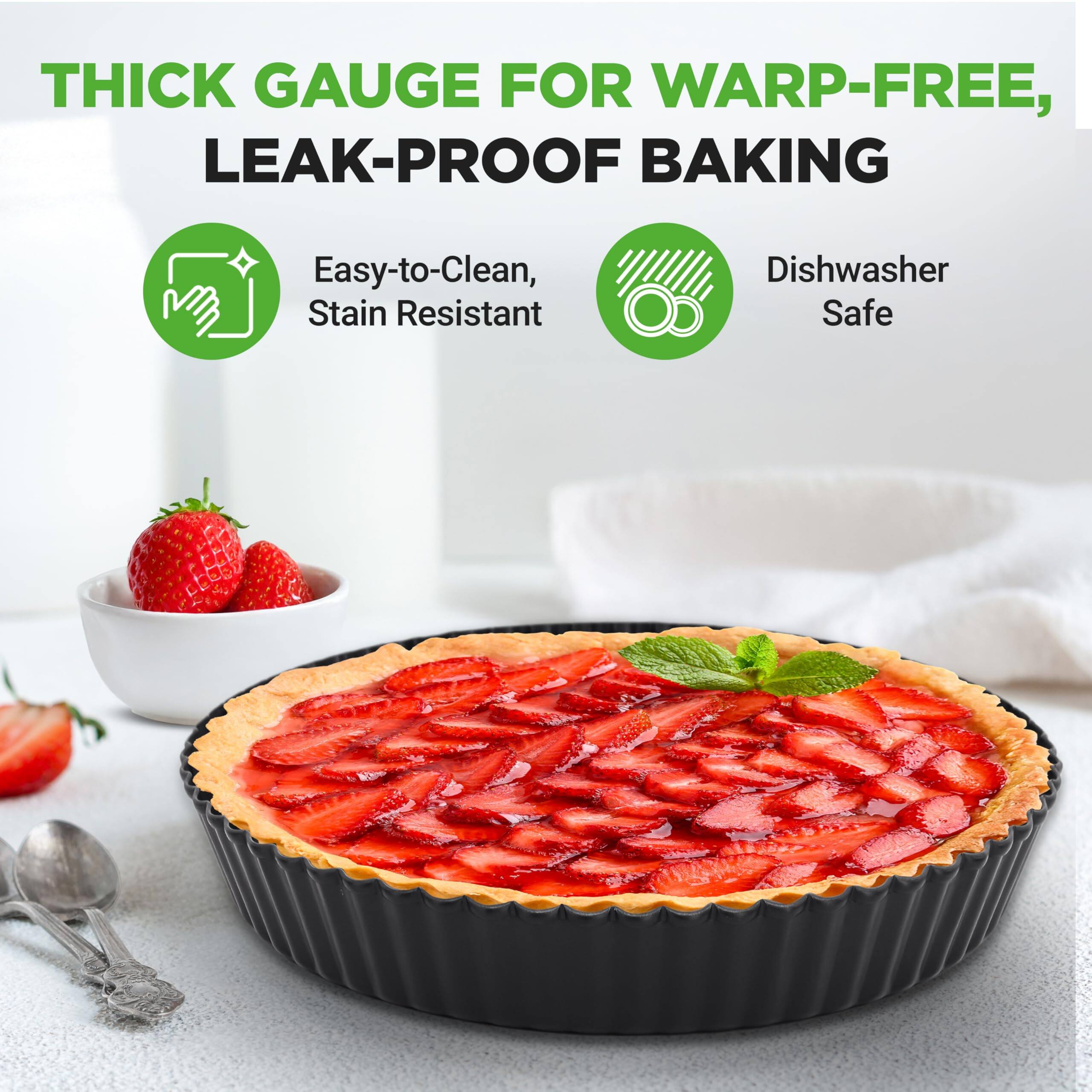 THICK GAUGE FOR WARP-FREE, LEAK-PROOF BAKING

- Easy-to-Clean, Stain Resistant
- Dishwasher Safe