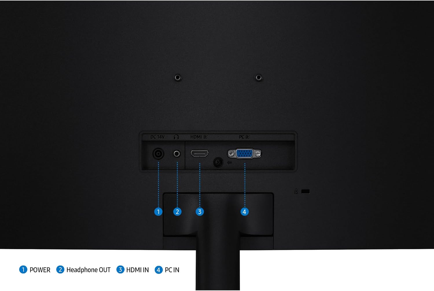 DC14V  
HDMI  
PC  
1  
2  
3  
4  
1 POWER  
2 Headphone OUT  
3 HDMI IN  
4 PC IN
