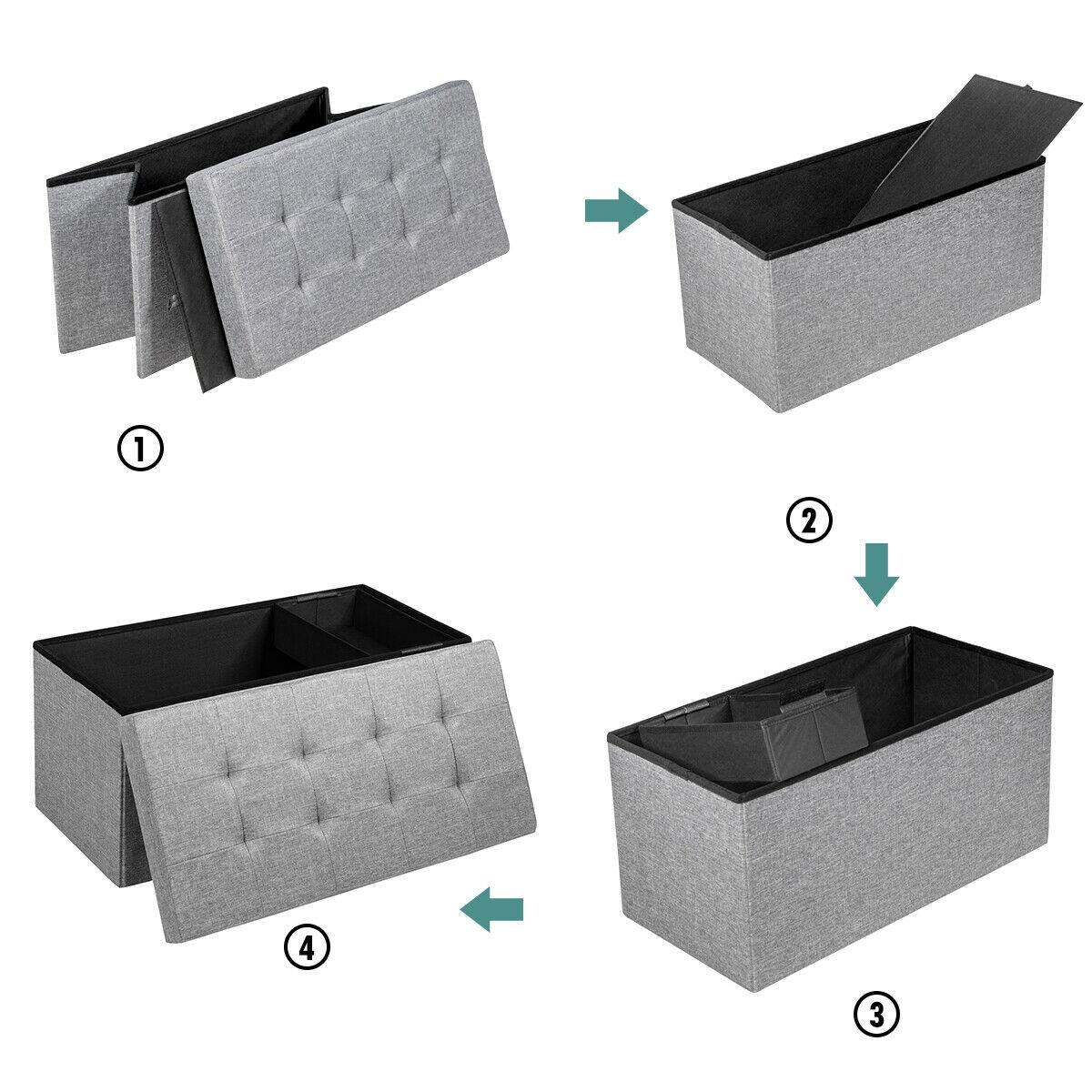 Alt View 5. Ecooso - 31.5-Inch Storage Ottoman Bench Footrest with Removable Storage Bin for Bedroom - Silver.