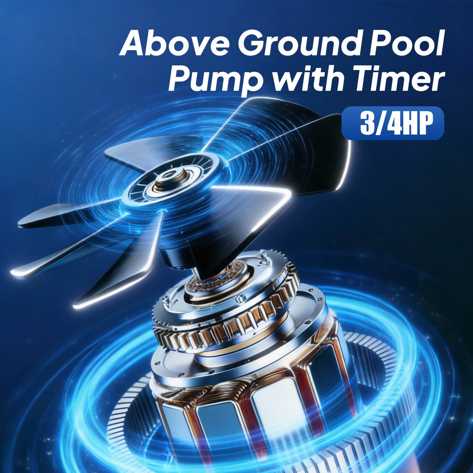 Winado 3/4HP Above Ground Pool Pump with 24 Hour Timer, 3435 GPH Flow ...