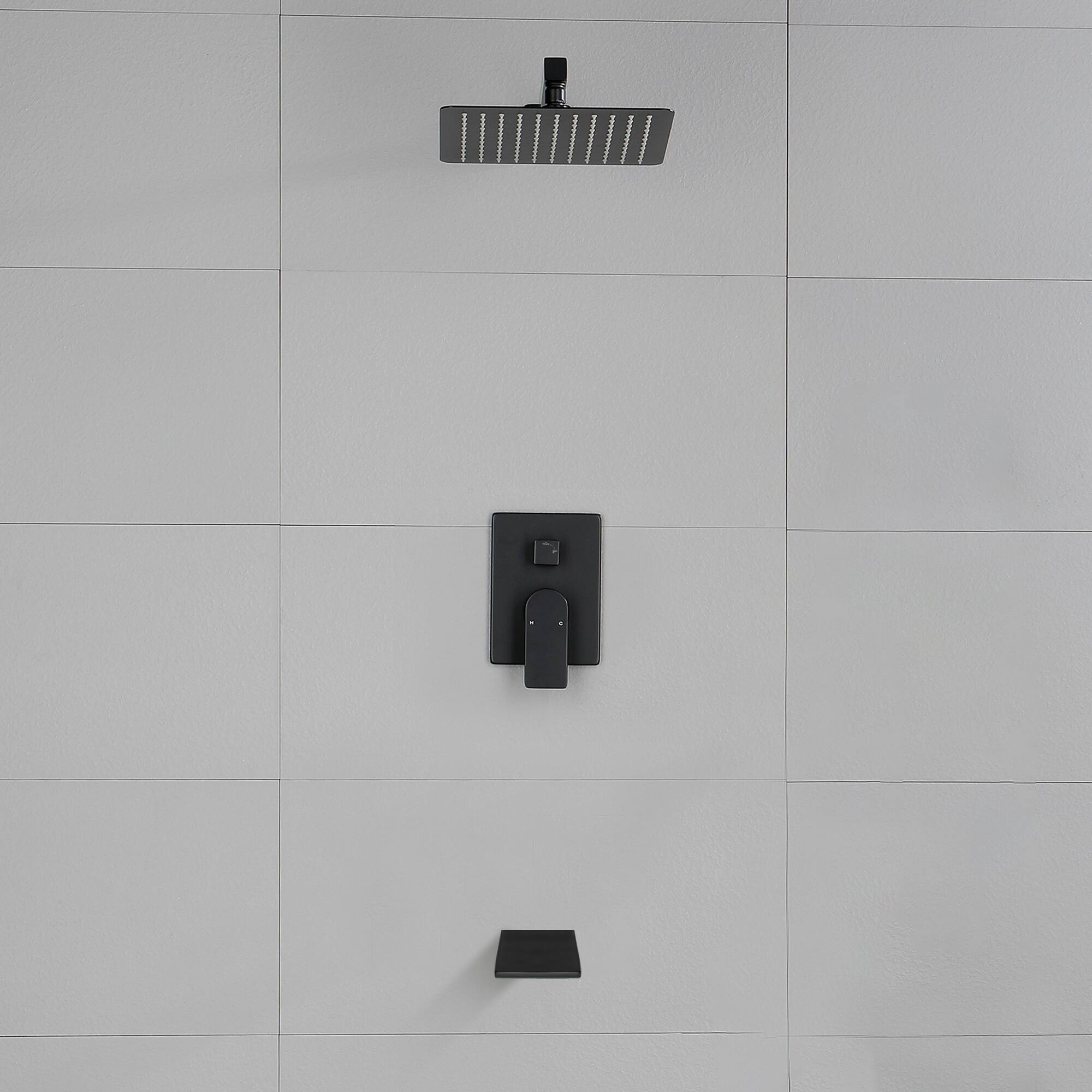 Alt View 2. Boyel Living - Matte Black 10-Inch Rain Shower System Brass SUS304 2-Function Valve Waterfall Spout cUPC - Black.