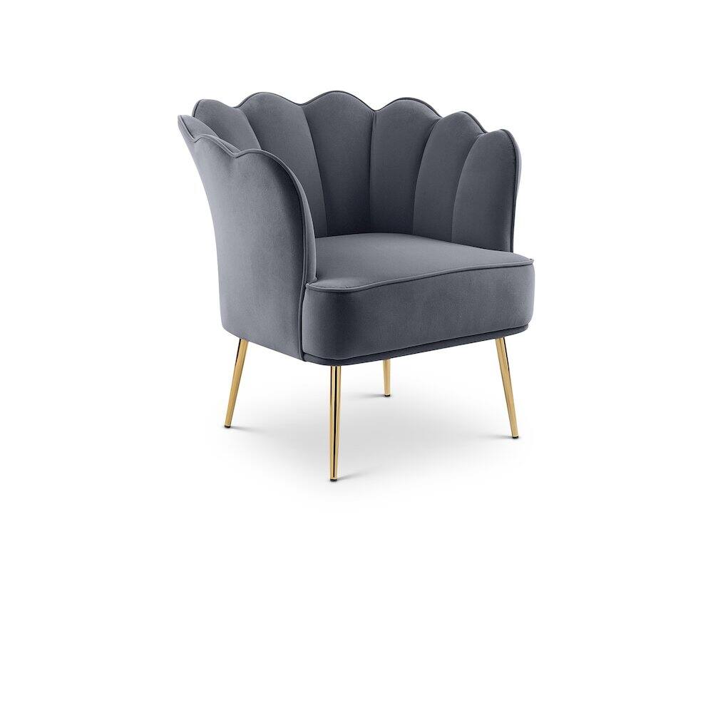 Front. Meridian Furniture - Jester Grey Velvet Accent Chair - Grey.