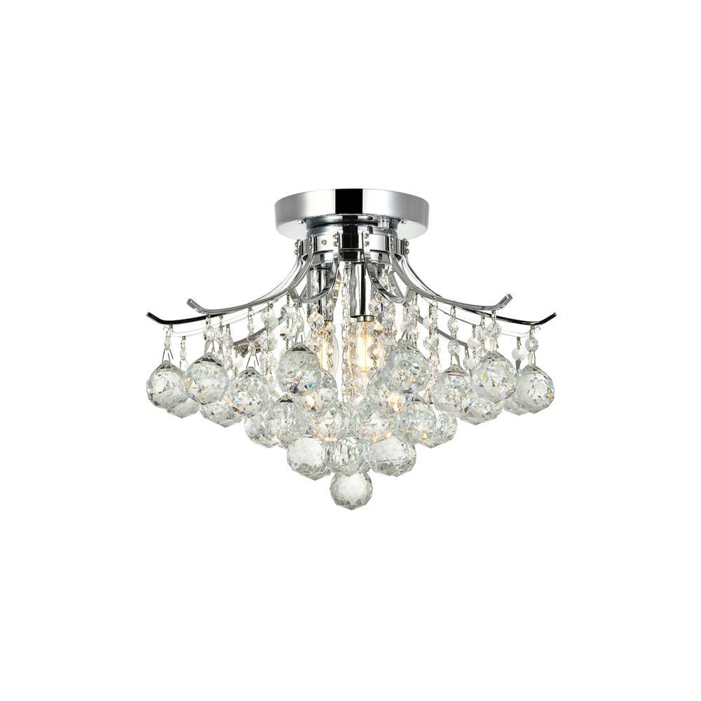 Alt View 2. Elegant Lighting - Toureg 3 light Chrome Flush Mount Clear Royal Cut Crystal - Chrome.