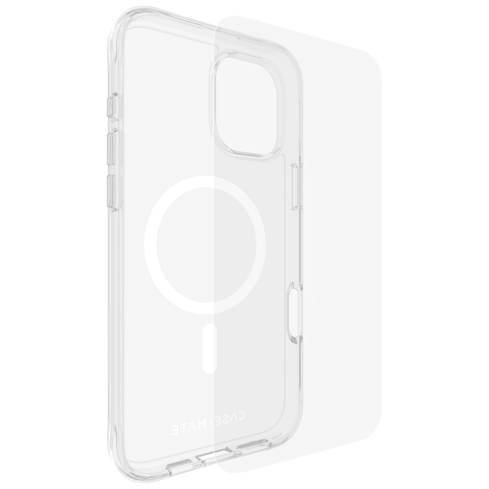 Front. Case-Mate - Case mate Magsafe Case and Glass Screen Protector for  iPhone 16 Plus - Clear - Clear.