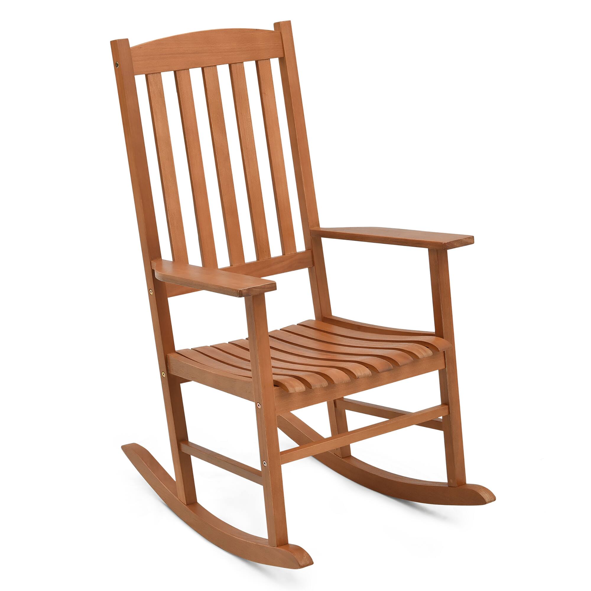 Alt View 9. Gymax - Gymax 2 Pieces Patio Rocking Chair w/ 400 lbs Weight Capacity Eucalyptus Wood Porch Rocker - Natural.