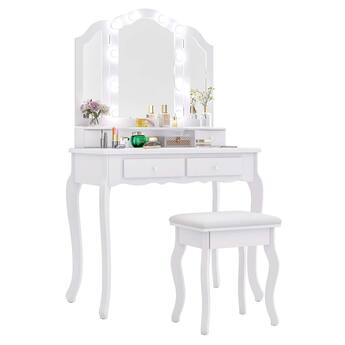 dressing table and stool white Naomi Home Vera Makeup Deluxe Vanity Whether youre preparing for the day or getting ready for a night out Jolie Oak White Painted Dressing