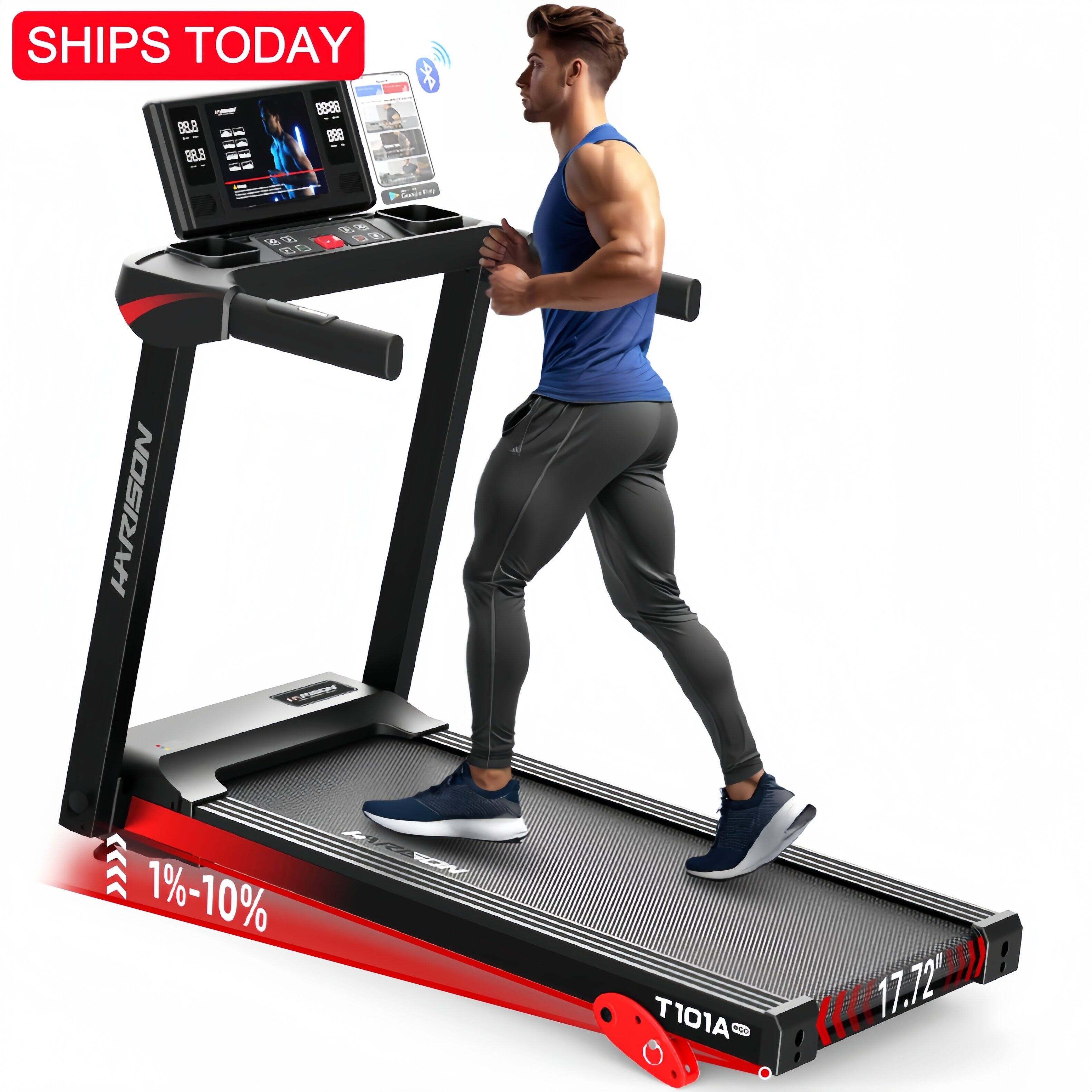 HARISON - Treadmill for Home with Incline, 3.0HP Running Machine 300 lbs Capacity with Bluetooth Speaker (BBT101A) - Black