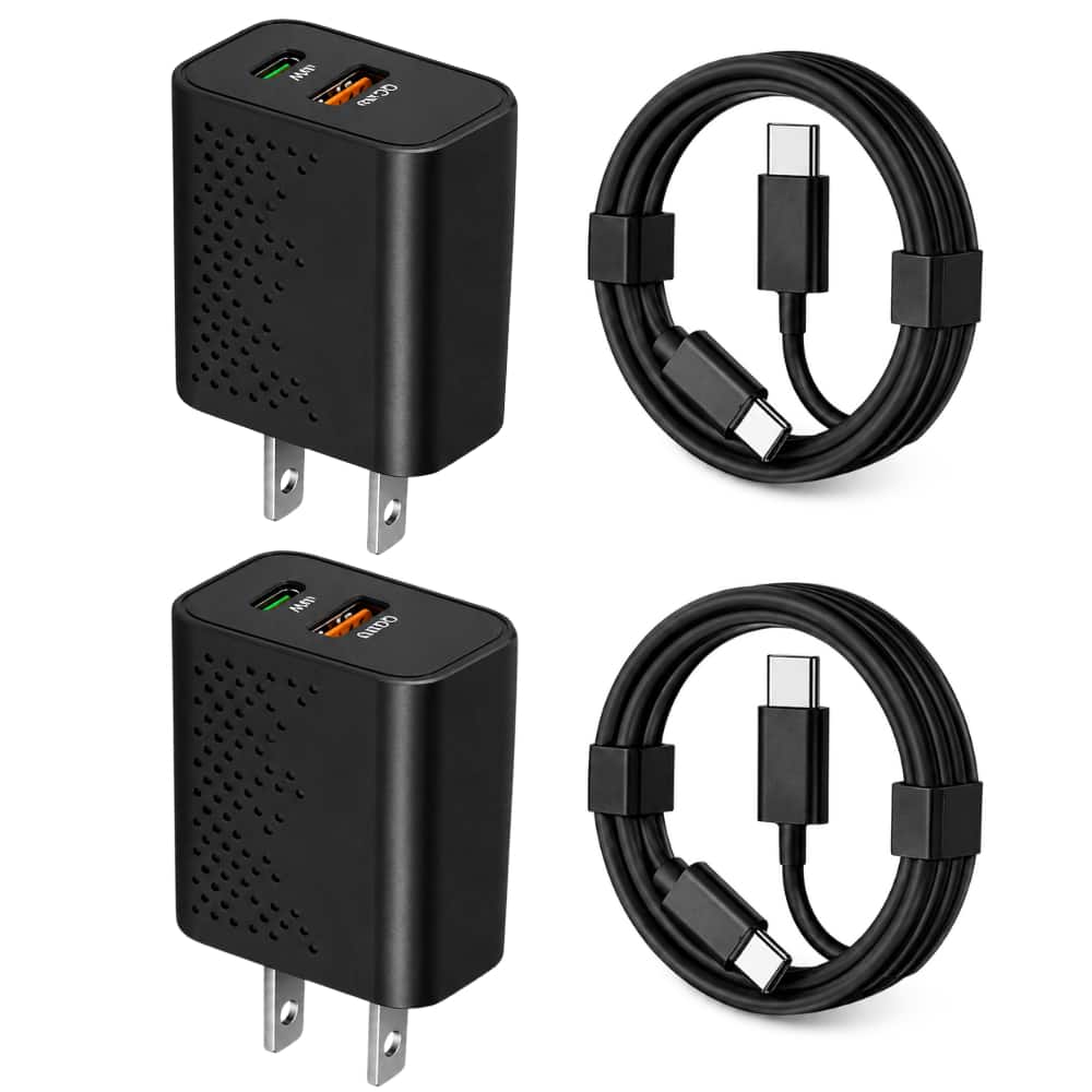 Qixxronics - 2Pack Type-C Super Fast Charger 35W, 3FT USB-C Cable for Samsung Galaxy S21/S22/S23/S24/S25/S26, Z Flip Z Fold 7/6/5/4/3 - Black