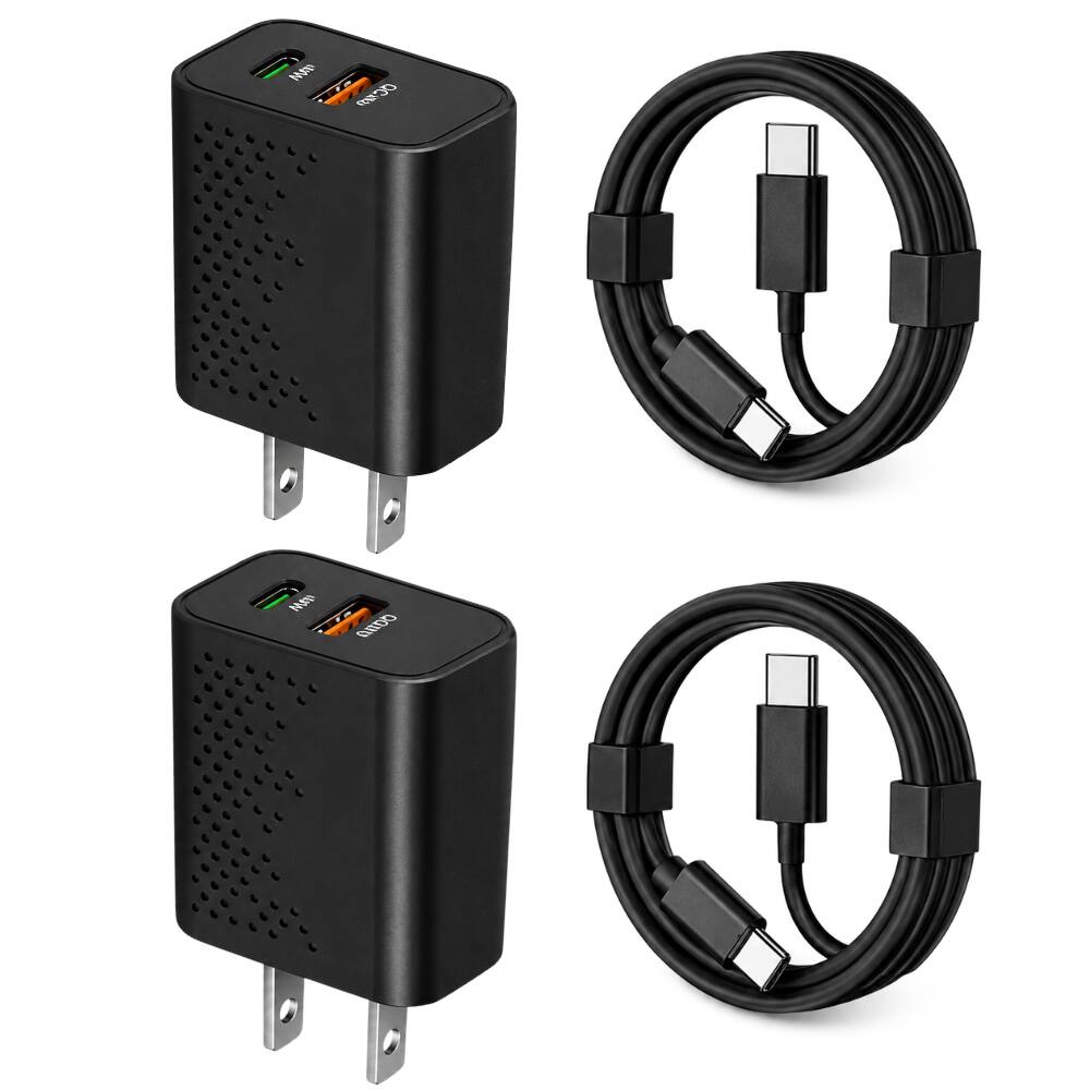 Qixxronics - 2Pack Type-C Super Fast Charger 35W, 3FT USB-C Cable for Samsung Galaxy S21/S22/S23/S24/S25/S26, Z Flip Z Fold 7/6/5/4/3 - Black