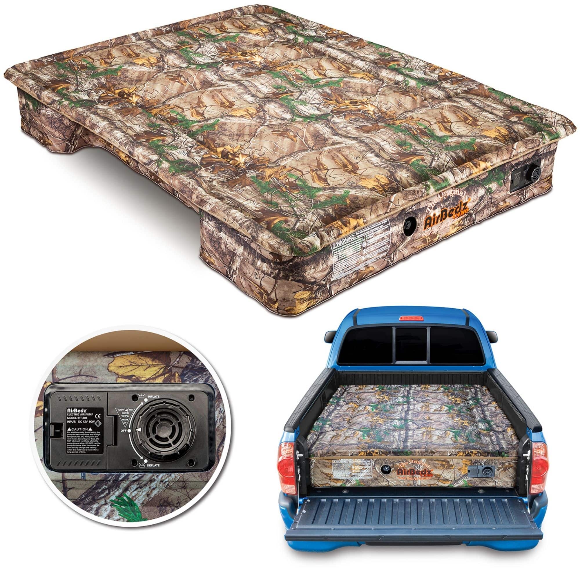 Pittman Outdoors - Truck Bed Air Mattress with Pump for Standard Truck Beds, 6' - Camouflage