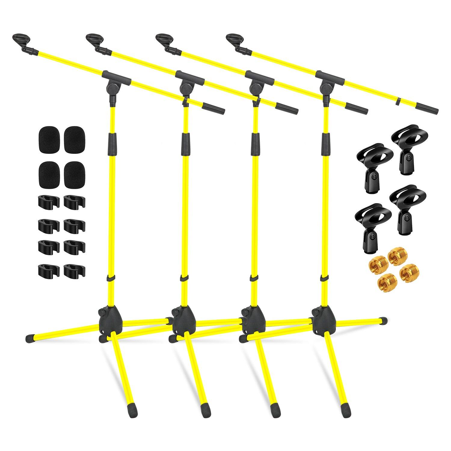 Front. 5 CORE - 5Core Tripod Mic Stand 4Pcs Adjustable Holder Floor Microphone Boom Arm-MS 080 YLW 4PC - Yellow.