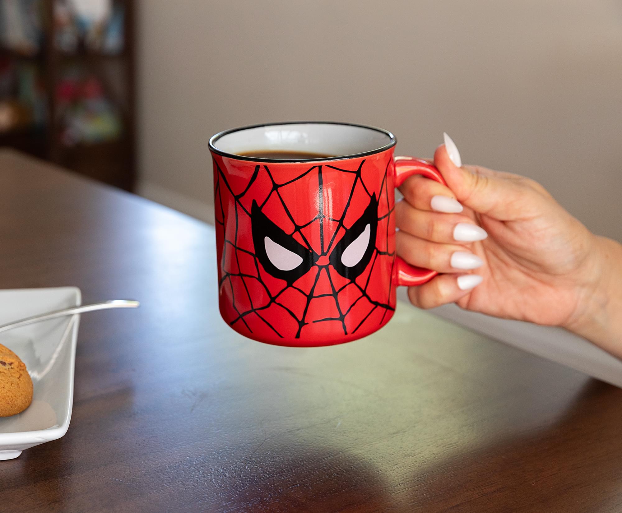 Alt View 5. Silver Buffalo - Marvel Spider-Man Face Ceramic Camper Mug | Holds 20 Ounces - Red.