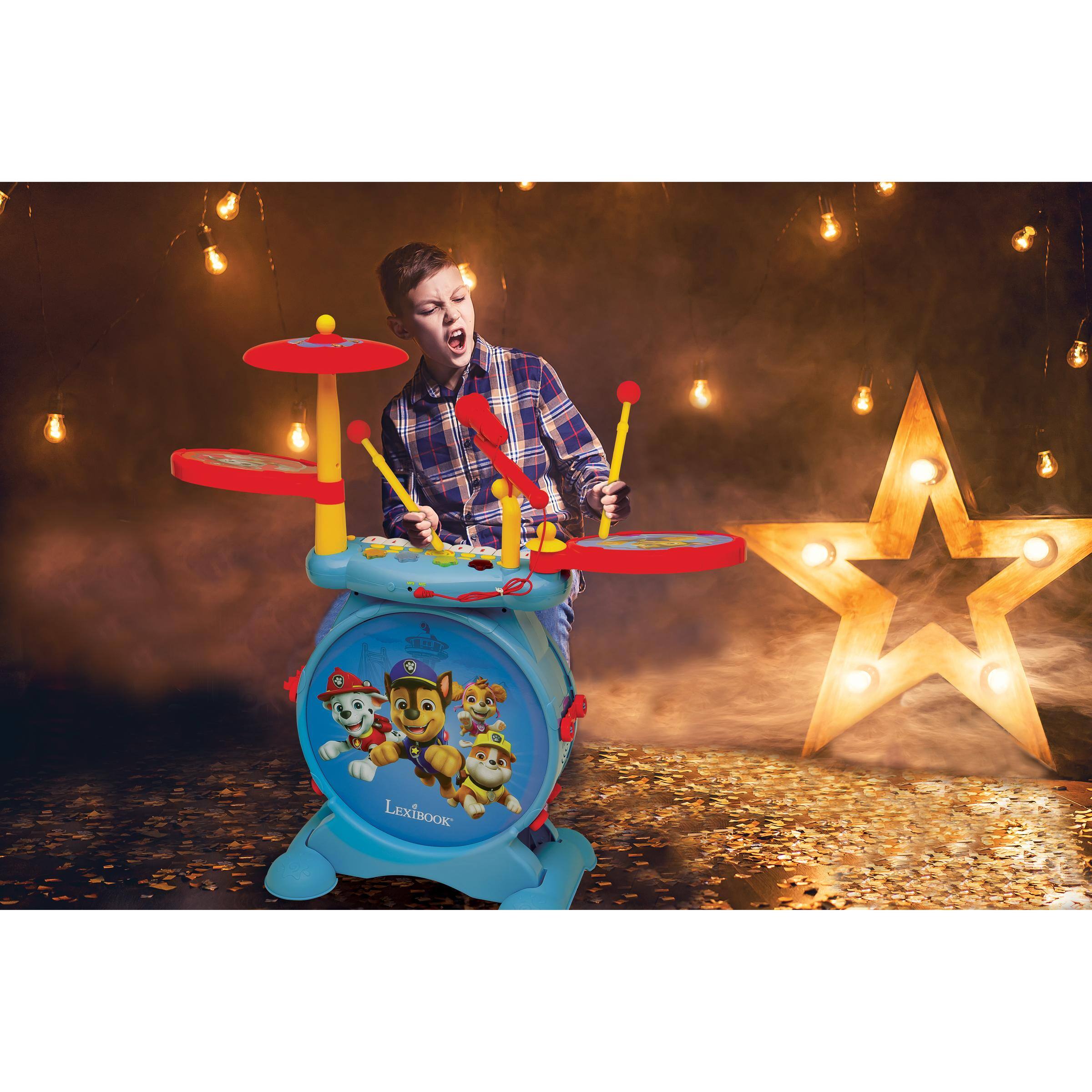 Alt View 6. Lexibook - Paw Patrol My Rock Band Electronic Luminous Drums Set with Seat.