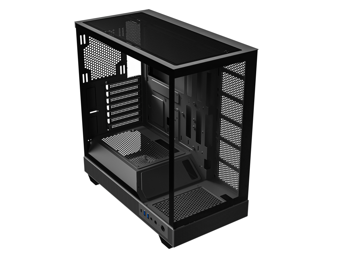 Front. DIYPC - DIYPC IDX6-BK-NF Black Dual USB3.0/Type C Tempered Glass ATX Gaming Case (Fans Not Included) - Black.